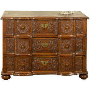 Carved Oak serpentine fronted oak commode from Alsace c1750